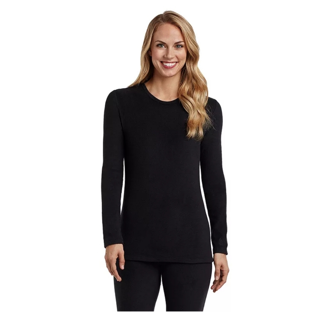 NWT Cuddl Duds Black Long Sleeve Crew Warm Layers Fleecewear Size Small